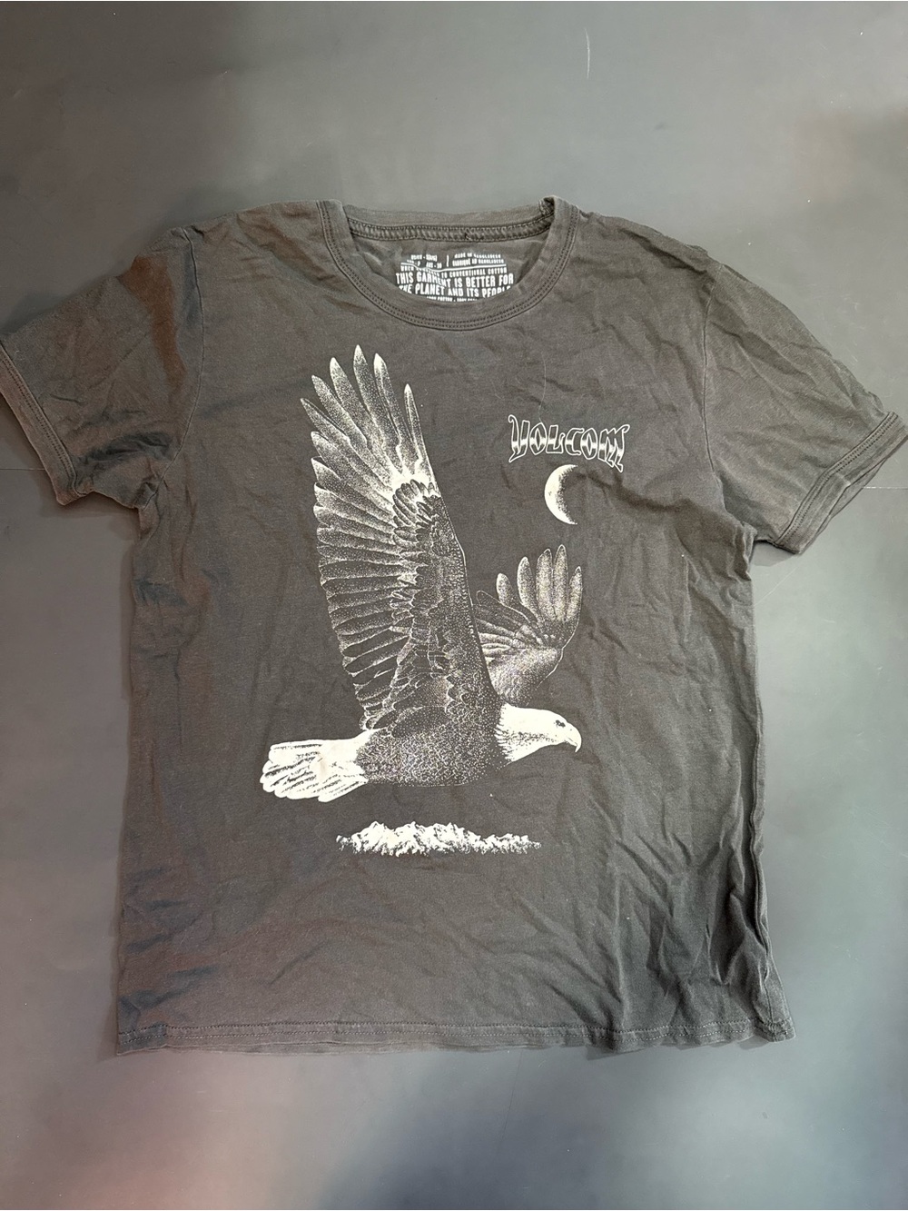 Volcom Black Eagle Graphic Short Sleeve Tee with Moon Accent